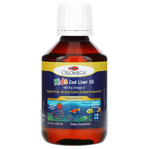 Oslomega, Norwegian Kid's Cod Liver Oil, Natural Strawberry Flavor, 480 mg, 6.7 fl oz (200 ml)