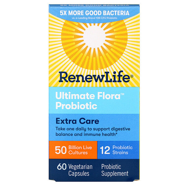 Renew Life, Extra Care, Ultimate Flora Probiotic, 50 Billion Live Cultures, 60 Vegetarian Capsules