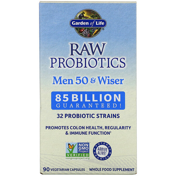 Garden of Life, RAW Probiotics, Men 50 & Wiser, 85 Billion Live Cultures, 90 Vegetarian Capsules