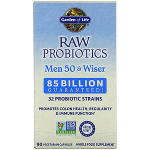 Garden of Life, RAW Probiotics, Men 50 & Wiser, 85 Billion Live Cultures, 90 Vegetarian Capsules