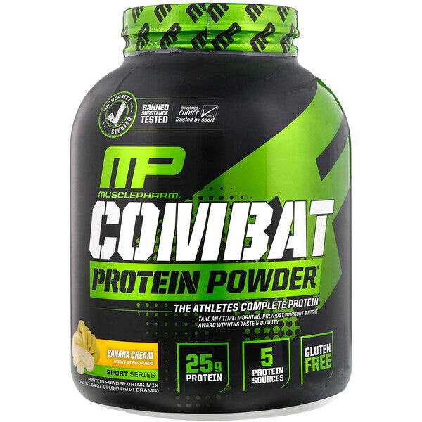 MusclePharm, Combat Protein Powder, Banana Cream, 4 lbs (1814 g)