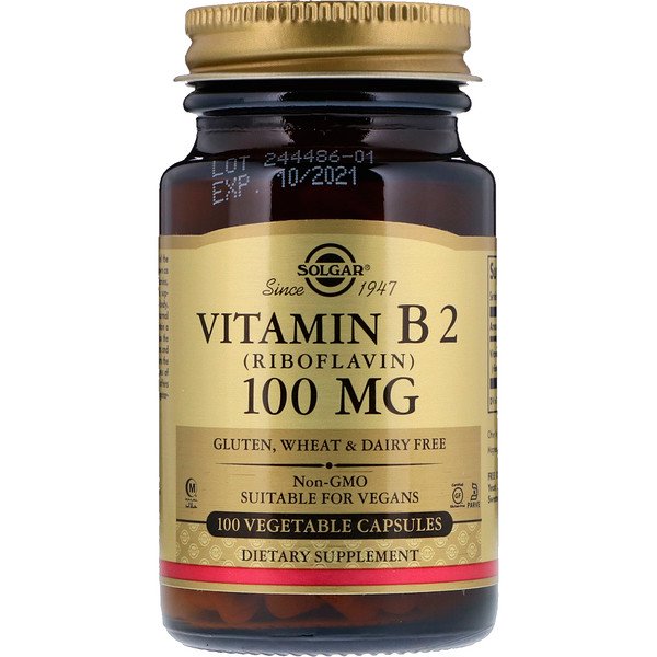 Solgar, Vitamin B2 (Riboflavin), 100 mg, 100 Vegetable Capsules