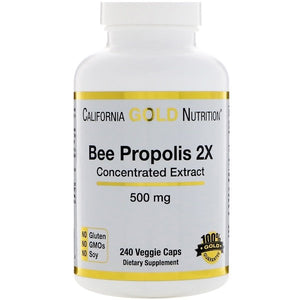 California Gold Nutrition, Bee Propolis 2X, Concentrated Extract, 500 mg, 240 Veggie Caps