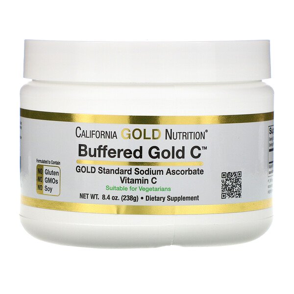 California Gold Nutrition, Buffered Gold C, Non-Acidic Vitamin C Powder, Sodium Ascorbate, 8.40 oz (238 g)