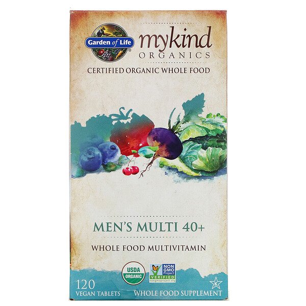 Garden of Life, MyKind Organics, Men's Multi 40+, 120 Vegan Tablets