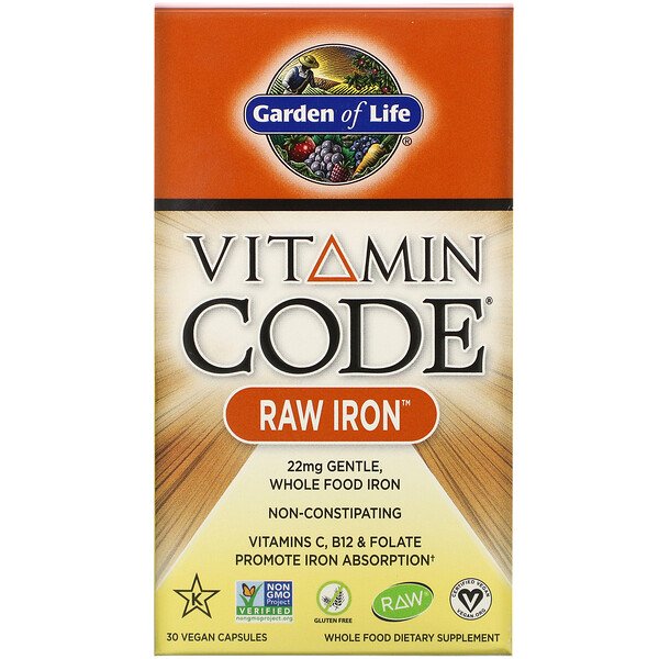 Garden of Life, Vitamin Code, RAW Iron, 30 Vegan Capsules