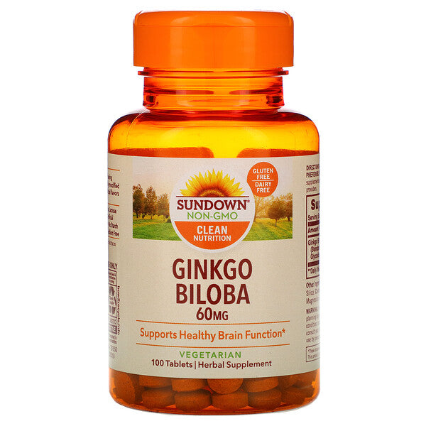 Sundown Naturals, Ginkgo Biloba, 60 mg, 100 Tablets