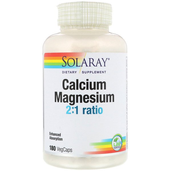 Solaray, Calcium Magnesium 2:1 Ratio, 180 VegCaps