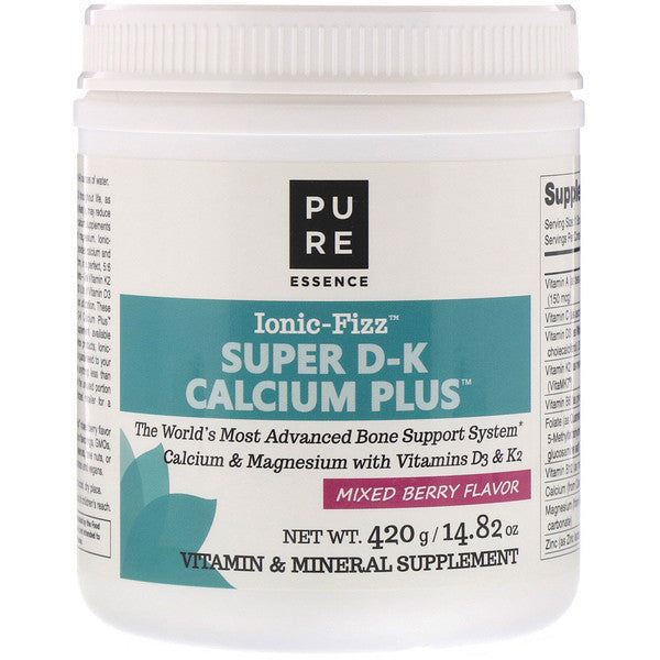 Pure Essence, Ionic-Fizz, Super D-K Calcium Plus, Mixed Berry, 14.82 oz (420 g)