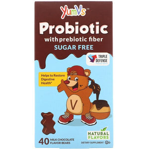 YumV's, Probiotic with Prebiotic Fiber, Milk Chocolate, Sugar-Free, 40 Bears