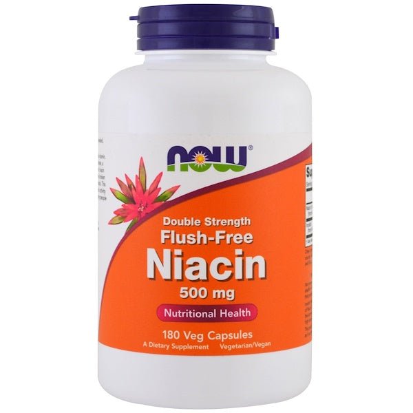 Now Foods, Niacin, Flush-Free, Double Strength, 500 mg, 180 Veg Capsules