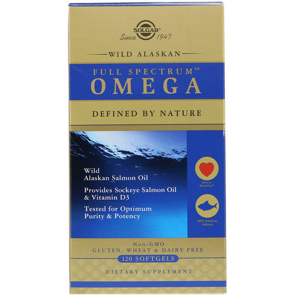 Solgar, Full Spectrum Omega, Wild Alaskan Salmon Oil, 120 Softgels