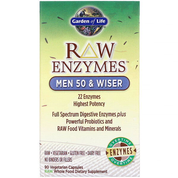 Garden of Life, RAW Enzymes, Men 50 & Wiser, 90 Vegetarian Capsules