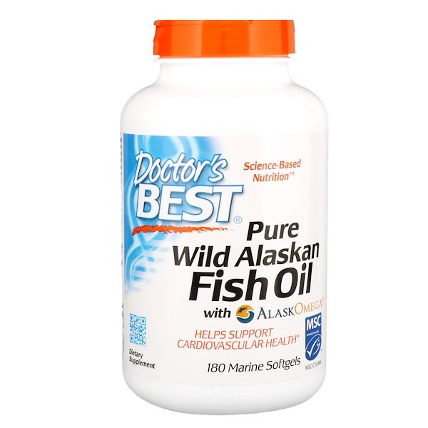 Doctor's Best, Pure Wild Alaskan Fish Oil with AlaskOmega, 180 Marine Softgels