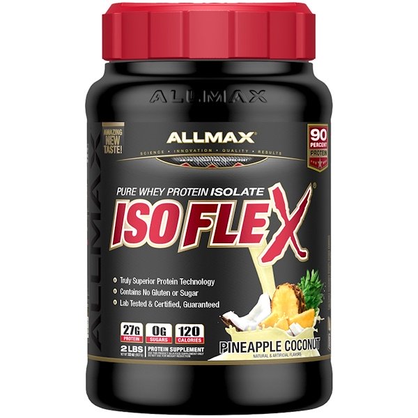 ALLMAX Nutrition, Isoflex, Pure Whey Protein Isolate (WPI Ion-Charged Particle Filtration), Pineapple Coconut, 2 lbs (907 g)