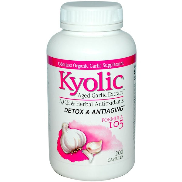 Kyolic, Aged Garlic Extract, Detox & Anti-Aging, Formula 105, 200 Capsules