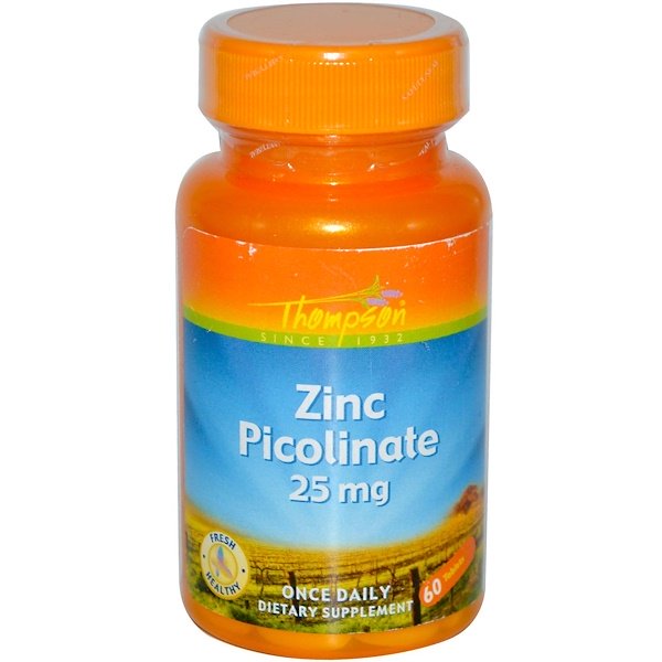 Thompson, Zinc Picolinate, 25 mg, 60 Tablets