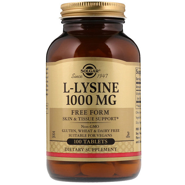 Solgar, L-Lysine, Free Form, 1,000 mg, 100 Tablets