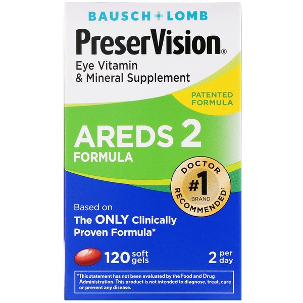 Bausch & Lomb, PreserVision, AREDS 2 Formula, Eye Vitamin & Mineral Supplement, 120 Soft Gels