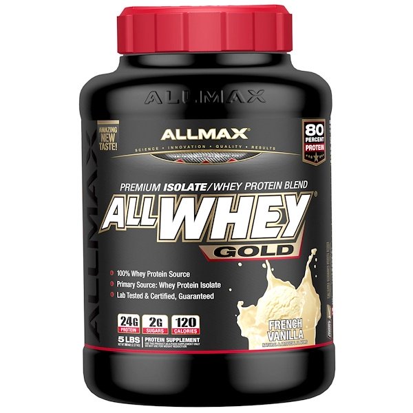 ALLMAX Nutrition, AllWhey Gold, 100% Whey Protein + Premium Whey Protein Isolate, French Vanilla, 5 lbs. (2.27 kg)