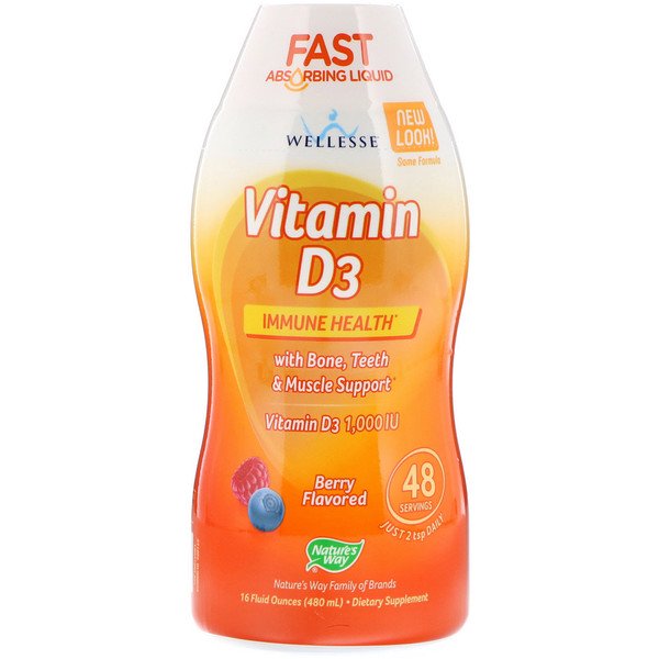 Nature's Way, Vitamin D3, Natural Berry Flavor, 1,000 IU, 16 fl oz (480 ml)