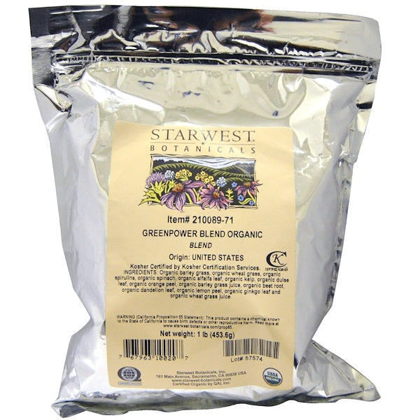 Starwest Botanicals, Organic Greenpower Blend, 1 lb (453.6 g)