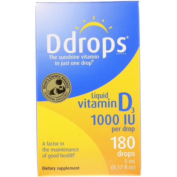 Ddrops, Liquid Vitamin D3, 1000 IU, 0.17 fl oz (5 ml)