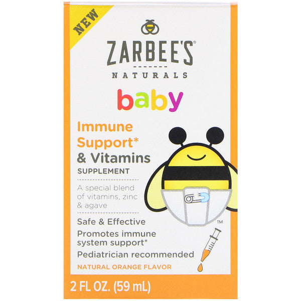 Zarbee's, Baby, Immune Support & Vitamins, Natural Orange Flavor, 2 fl oz (59 ml)