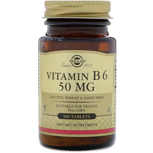 Solgar, Vitamin B6, 50 mg, 100 Tablets