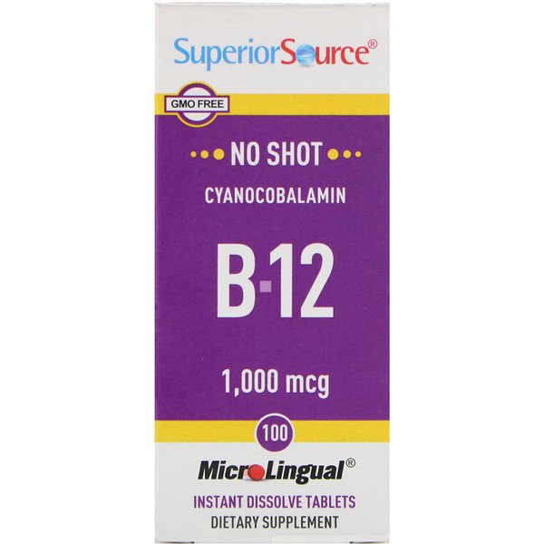 Superior Source, Cyanocobalamin B12, 1,000 mcg, 100 Tablets