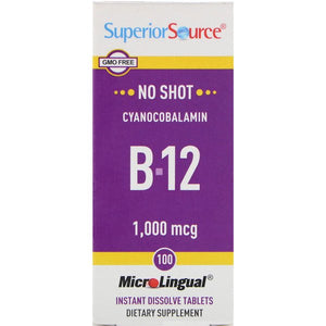 Superior Source, Cyanocobalamin B12, 1,000 mcg, 100 Tablets