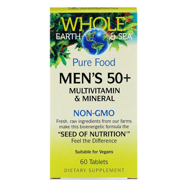 Natural Factors, Whole Earth & Sea, Men's 50+ Multivitamin & Mineral, 60 Tablets