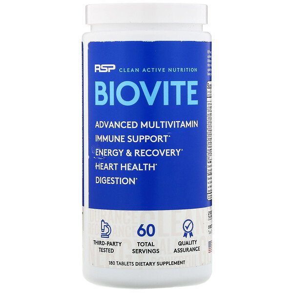 RSP Nutrition, Biovite Advanced Multivtamin, 180 Tablets