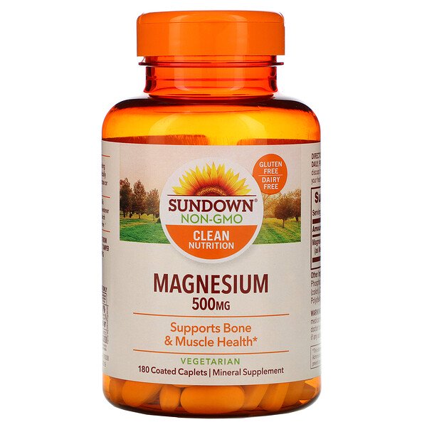 Sundown Naturals, Magnesium, 500 mg, 180 Coated Caplets