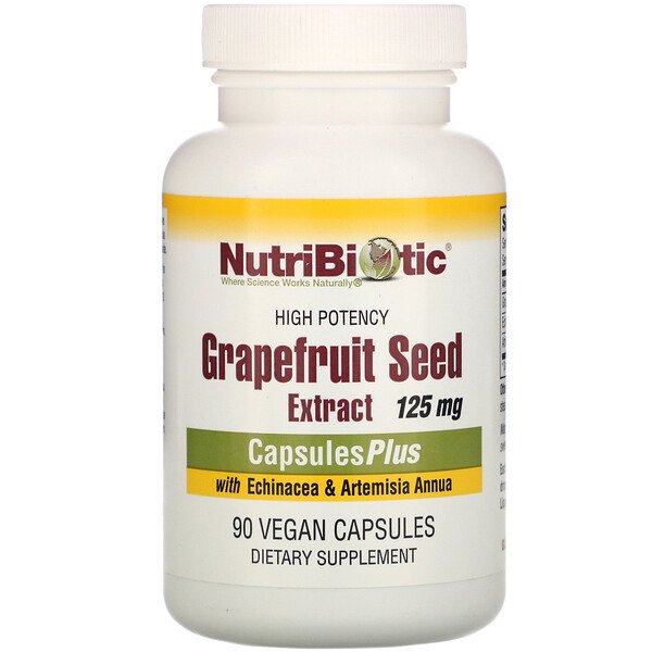 NutriBiotic, Grapefruit Seed Extract with Echinacea & Artemisia Annua, High Potency, 125 mg, 90 Vegan Capsules