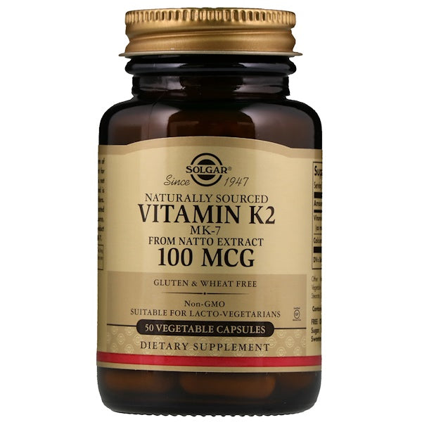 Solgar, Naturally Sourced Vitamin K2, 100 mcg, 50 Vegetable Capsules