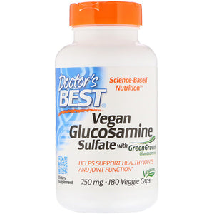 Doctor's Best, Vegan Glucosamine Sulfate with GreenGrown Glucosamine, 750 mg, 180 Veggie Caps
