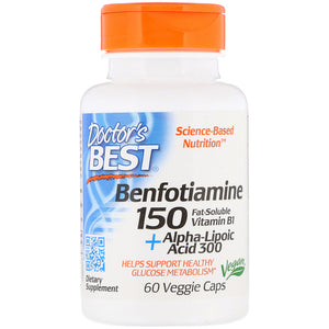 Doctor's Best, Benfotiamine 150 + Alpha-Lipoic Acid 300, 60 Veggie Caps