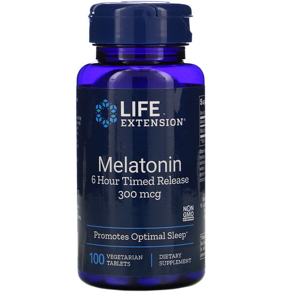 Life Extension, Melatonin, 6 Hour Timed Release, 300 mcg, 100 Vegetarian Tablets