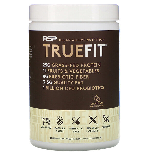 RSP Nutrition, TrueFit, Grass-Fed Whey Protein Shake, Chocolate, 2 lbs (940 g)