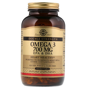 Solgar, Omega-3, EPA & DHA, Double Strength, 700 mg, 120 Softgels