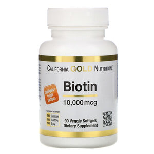 California Gold Nutrition, Biotin, 10,000 mcg, 90 Veggie Softgels