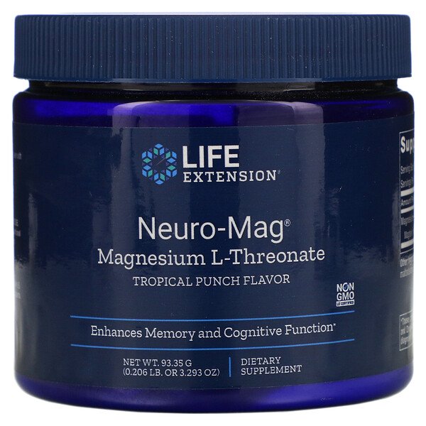 Life Extension, Neuro-Mag, Magnesium L-Threonate, Tropical Punch Flavor, 3.293 oz (93.35 g)