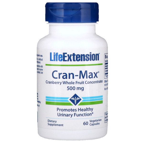 Life Extension, Cran-Max, Cranberry Whole Fruit Concentrate, 500 mg, 60 Vegetarian Capsules