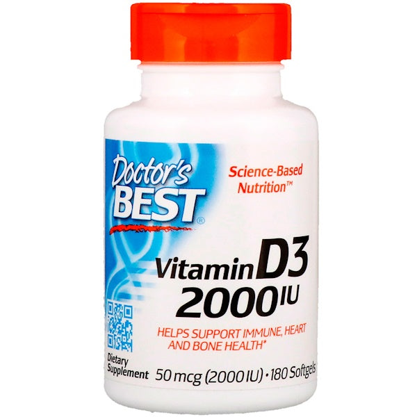 Doctor's Best, Vitamin D3, 50 mcg (2,000 IU), 180 Softgels