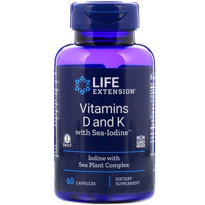 Life Extension, Vitamins D and K with Sea-Iodine, 60 Capsules