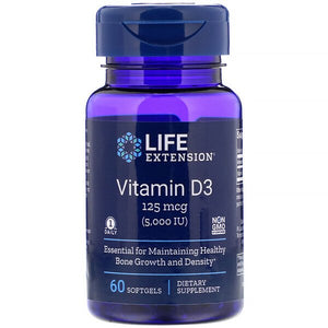 Life Extension, Vitamin D3, 125 mcg (5,000 IU), 60 Softgels