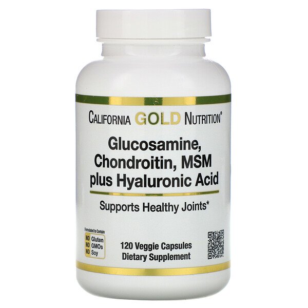 California Gold Nutrition, Glucosamine, Chondroitin, MSM Plus Hyaluronic Acid, 120 Veggie Caps