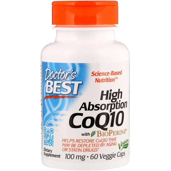 Doctor's Best, High Absorption CoQ10 with BioPerine, 100 mg, 60 Veggie Caps