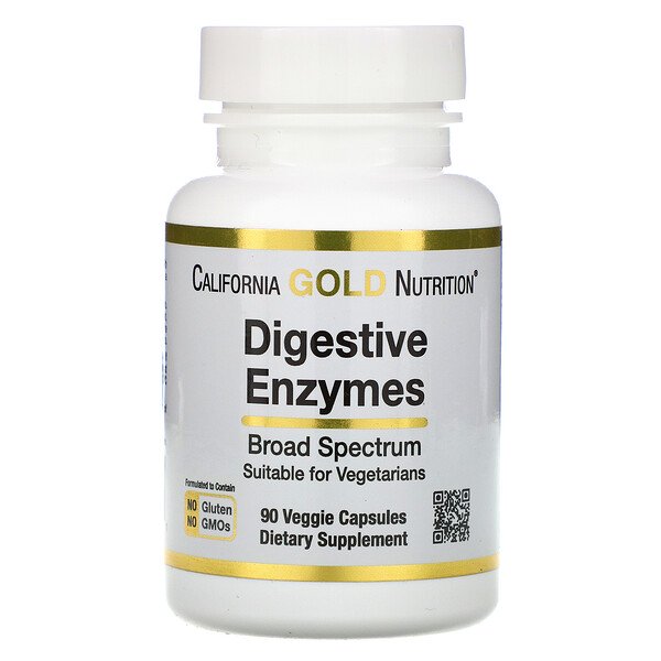 California Gold Nutrition, Digestive Enzymes, Broad Spectrum, 90 Veggie Capsules